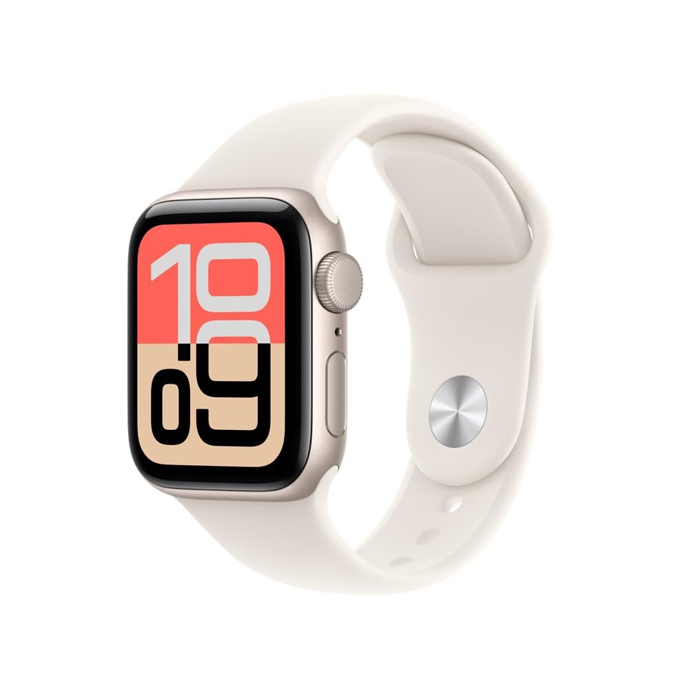 Apple Watch SE 3 GPS, Caixa em alumínio luz das estrelas de 40 mm com Bracelete desportiva luz das estrelas - P/M