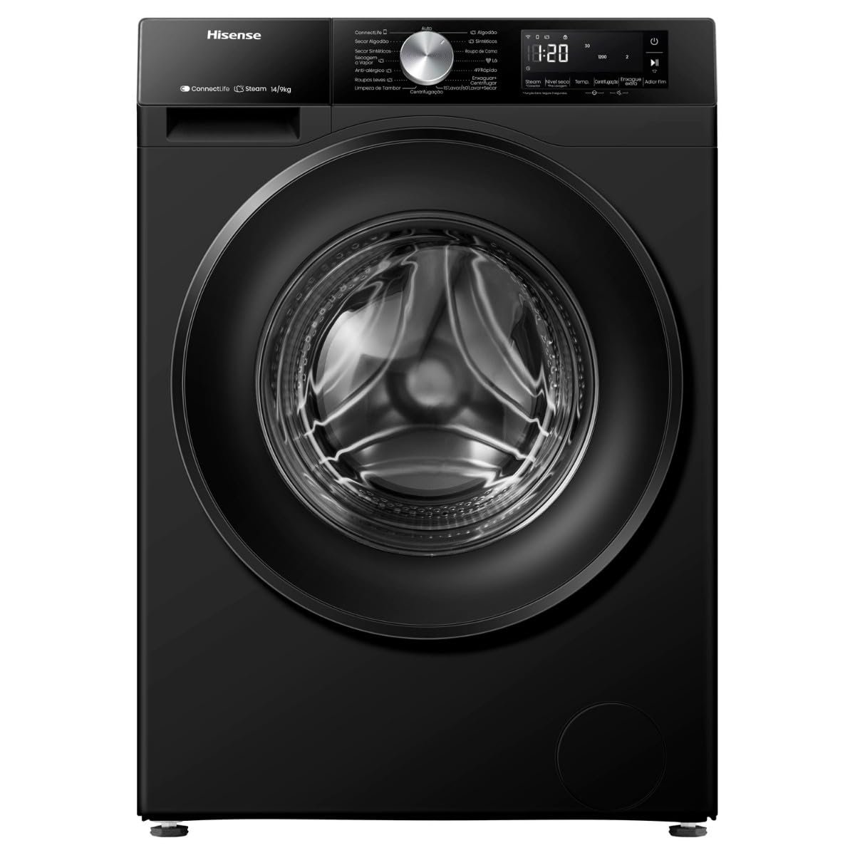 Lava e Seca Hisense 3S 14/9 kg Inverter Wi-Fi e Função Steam Black Noir 127V - WD3S1443BB1
