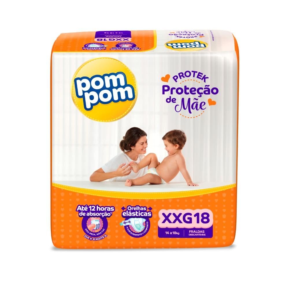 Fralda Pom Pom Protek Proteção de Mãe Jumbo XXG – 18 Unidades