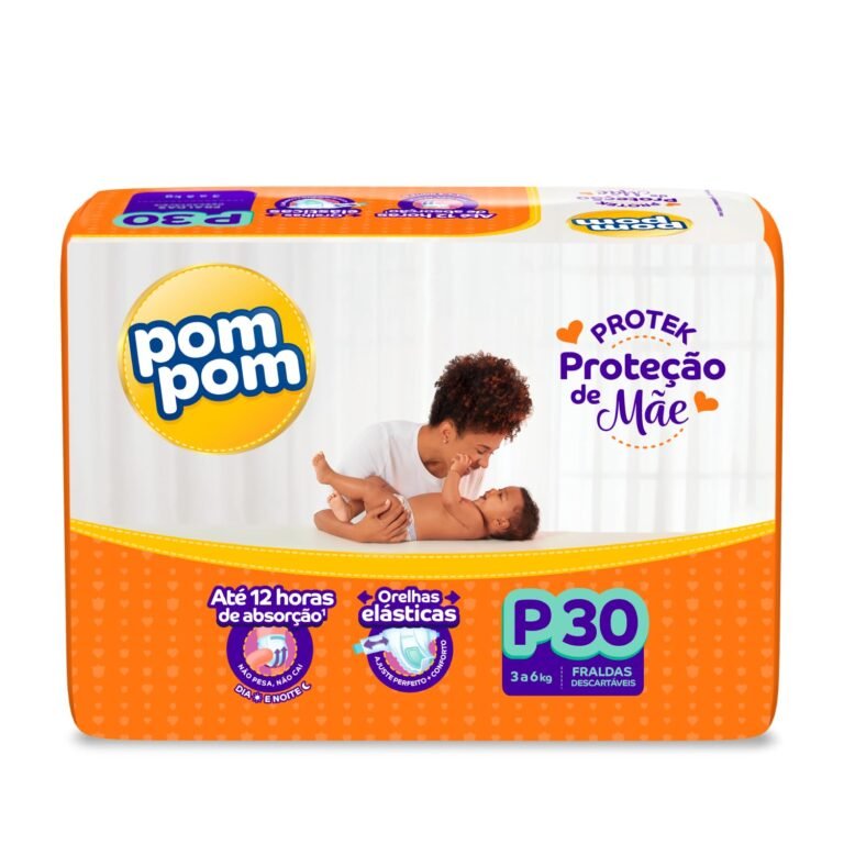 Fralda Pom Pom Protek Proteção de Mãe Jumbo P 30 Unidades