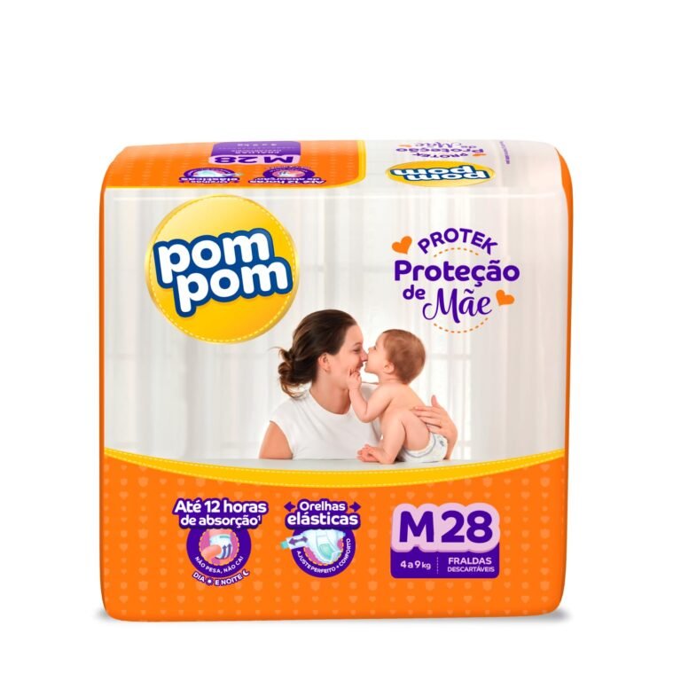 Fralda Pom Pom Protek Proteção de Mãe Jumbo M 28 Unidades