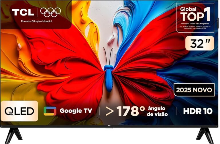 Smart TV TCL 32" QLED Full HD S5K com Google TV, Wi-Fi, Bluetooth, HDR10 e Dolby Audio