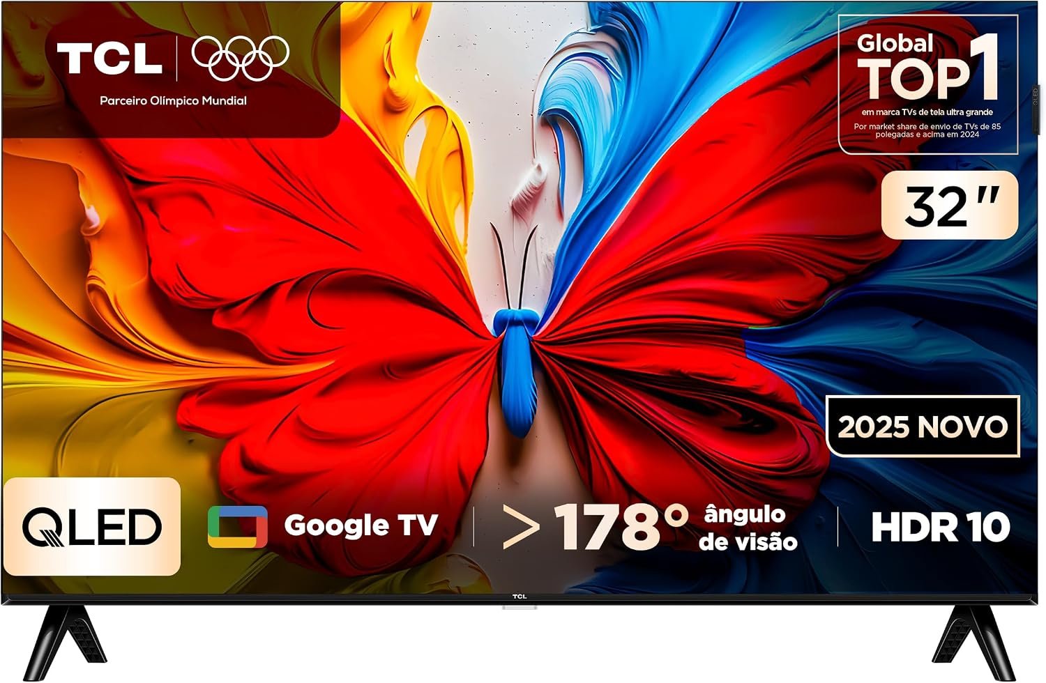 Smart TV TCL 32" QLED Full HD S5K com Google TV, Wi-Fi, Bluetooth, HDR10 e Dolby Audio