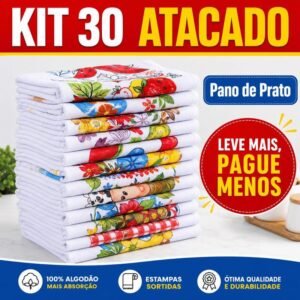 Panos de Prato 100% Algodão, Estampas Diversas (kit com 5 unidades)