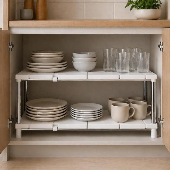 Organizador Extensível para Armário em Aço Inox, Ajustável, Suporta 50 kg