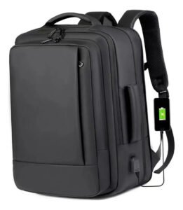 Mochila À Prova D'água Reforçada Expansível Para Viagens Diá Preto
