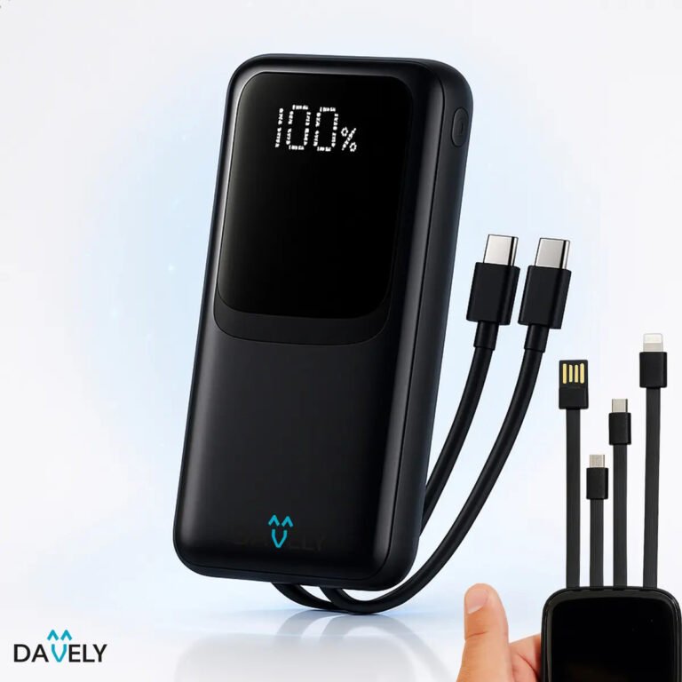 Power Bank Davely 20.000mAh 22,5W com Display Digital e Carga Rápida