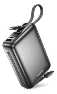 Power Bank Basike 20000mAh 22,5W com Cabos Embutidos USB-C e Lightning (iPhone)