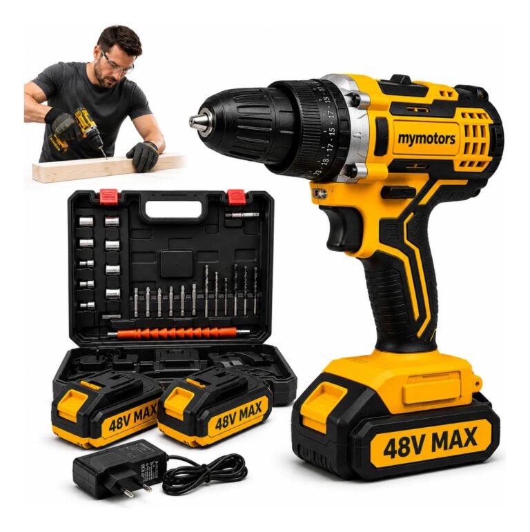 Parafusadeira Furadeira 48v Profissional 2 Baterias Sem Fio Amarelo 127/220v
