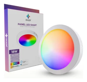 EKAZA Painel de LED Inteligente Wi-Fi e Bluetooth de Sobrepor Redondo RGB + Dimmer, 18W, 1500L, 2700k-6500k, Compatível com Google Assistente e Amazon Alexa