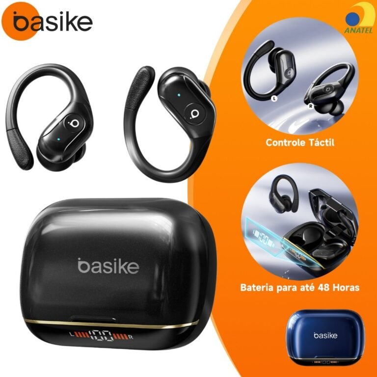 Fone de Ouvido Esportivo Bluetooth 6.0 Basike com Cancelamento de Ruído e Gancho