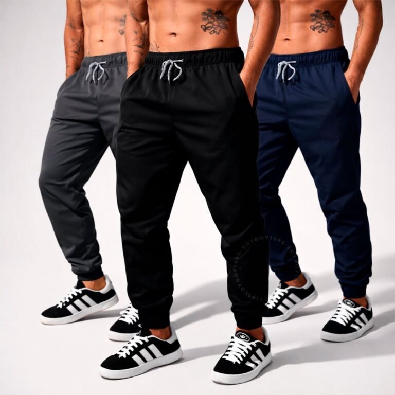 Kit 3 Calças Jogger Masculinas Tactel com Elastano – Academia e Treino