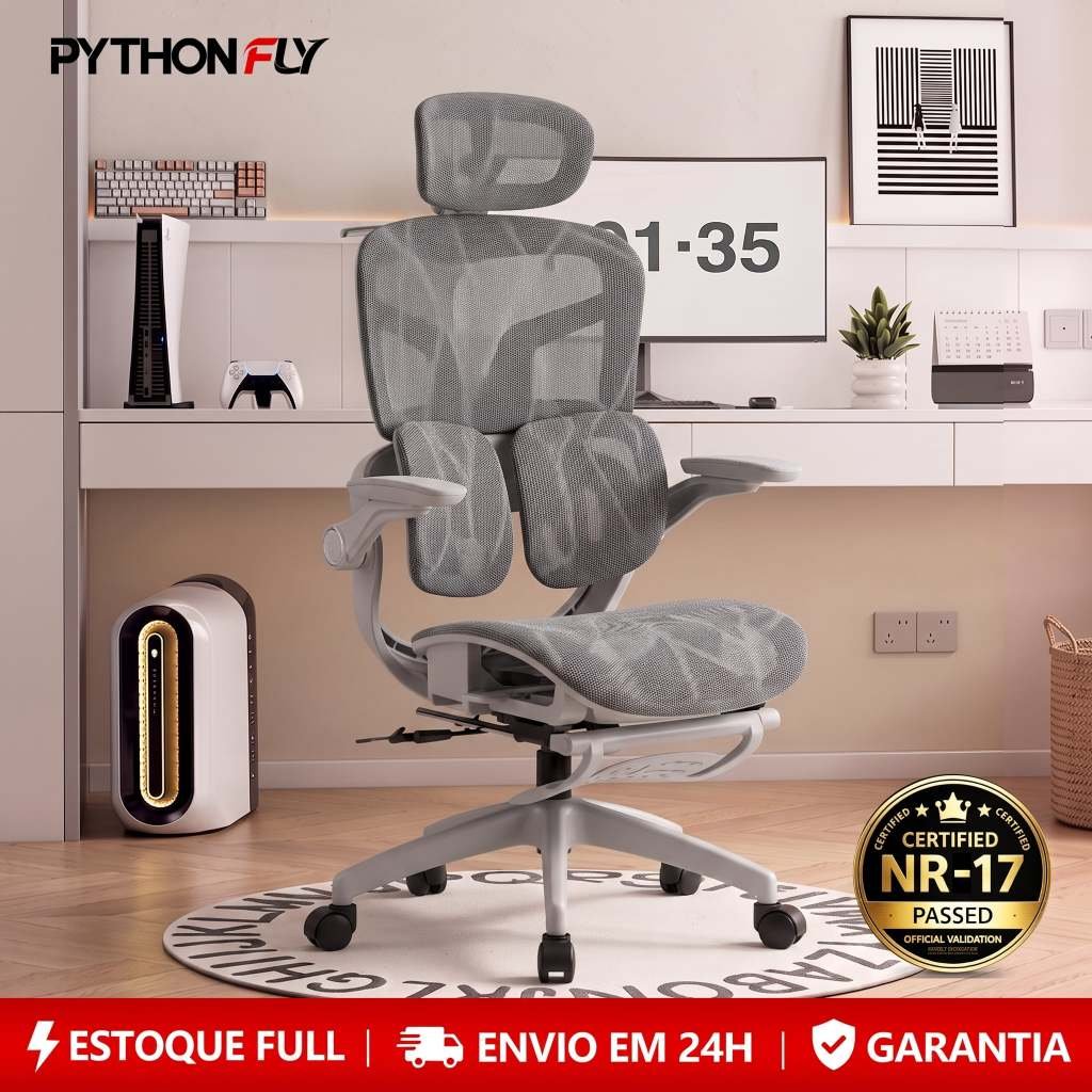 Cadeira Ergonômica Encosto 4D e Coluna S – Mesh Respirável