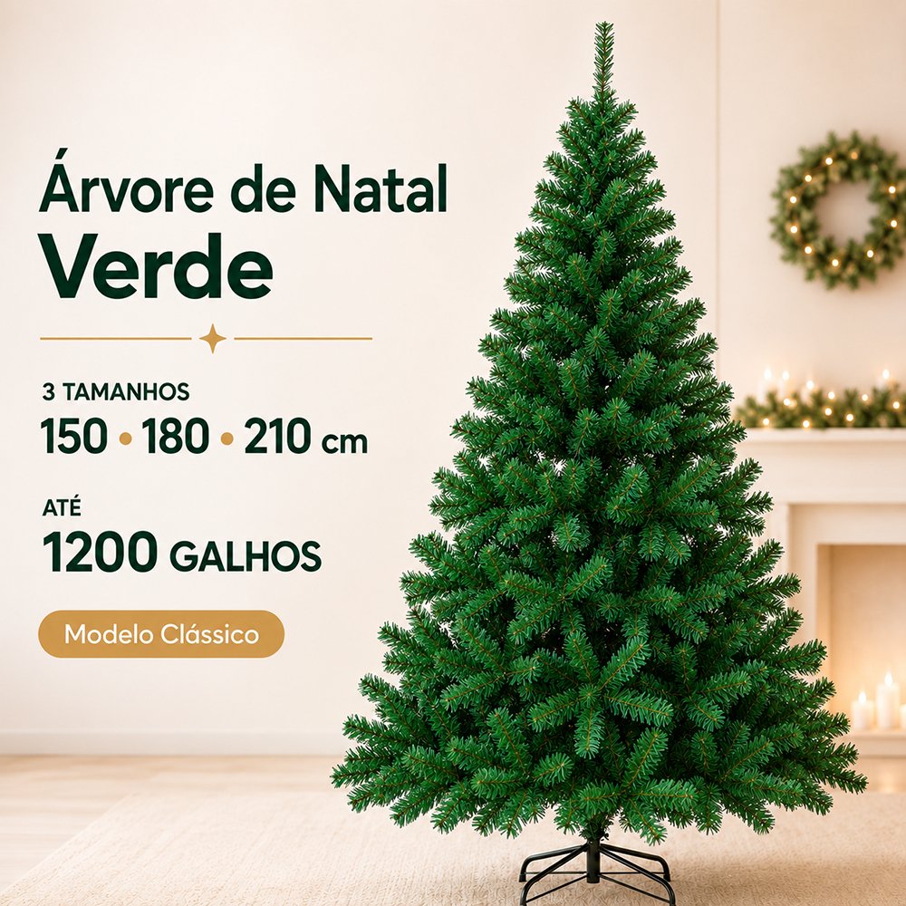 Árvore de Natal Pinheiro Verde 1,5m 1,8m 2,1m 450 800 1200 Galhos Tradicional Decoração de Natal