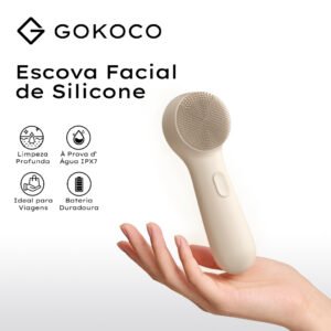 Escova Facial de Silicone Sônica GOKOCO IPX7, Recarregável, 3 Níveis