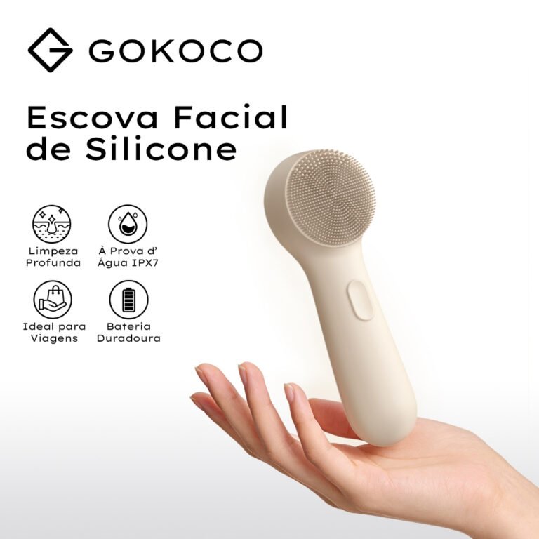 Escova Facial de Silicone Sônica GOKOCO IPX7, Recarregável, 3 Níveis