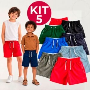 Short Bermuda Infantil Juvenil Tactel com Bolso – Praia, Escola e Lazer