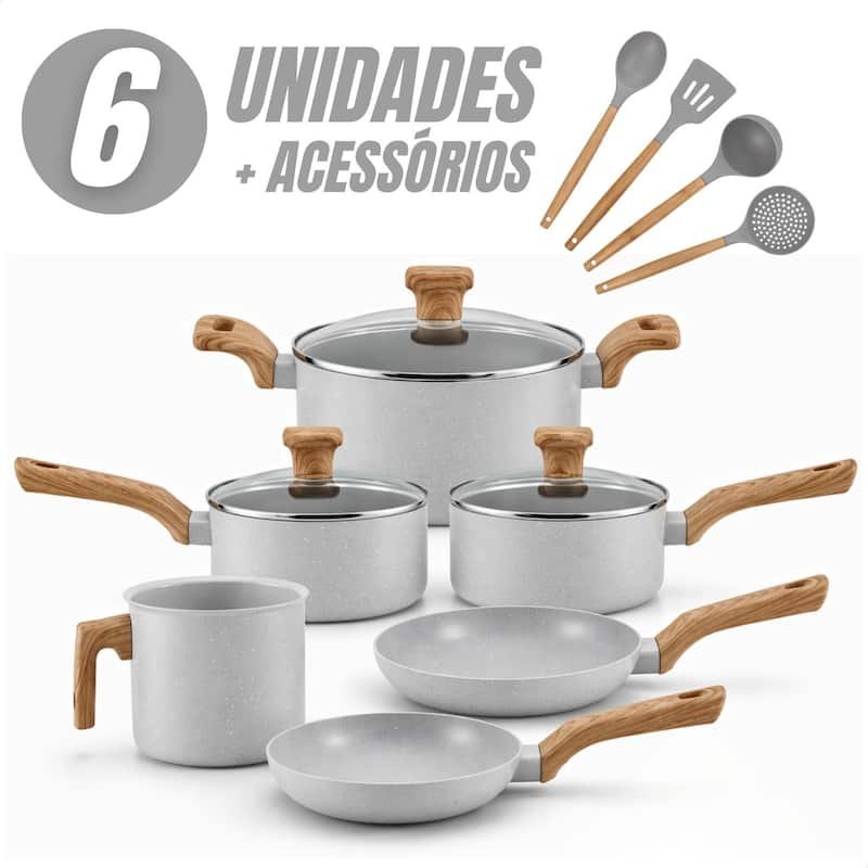 Jogo de Panelas Colinox 6 Peças com Revestimento Cerâmico + 4 Utensílios